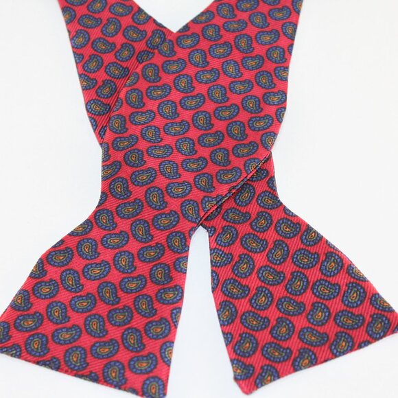 NEW Lanae Joy Silk Adjustable Bow Tie Bowtie / Red Blue / Privat… - Picture 2 of 4